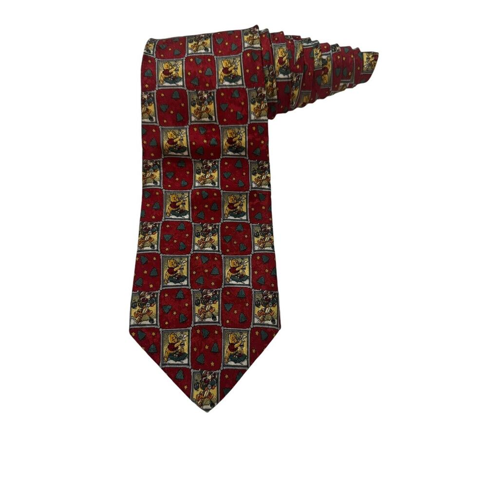 The Disney Store Winnie The Pooh Tigger Christmas Vintage Cartoon Necktie Silk
